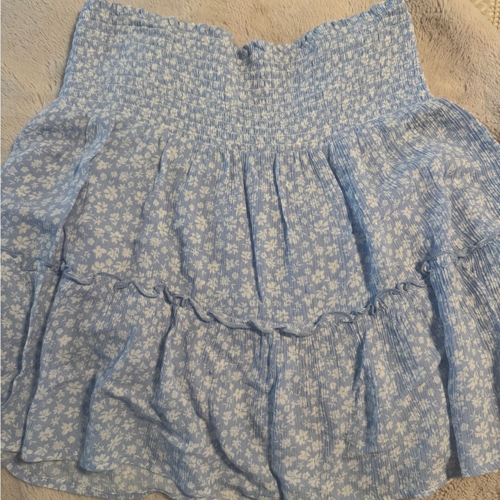 Hippie Rose Light Blue Floral A-Line Skirt